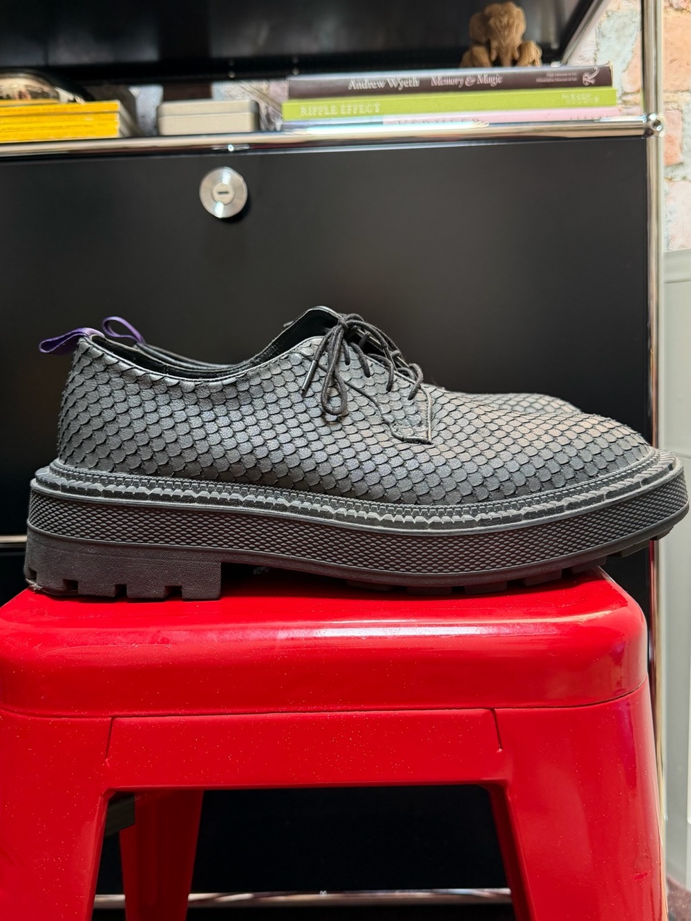 Eytys Men's Black Textured Lace-Up Casual Dress Shoe Size 10